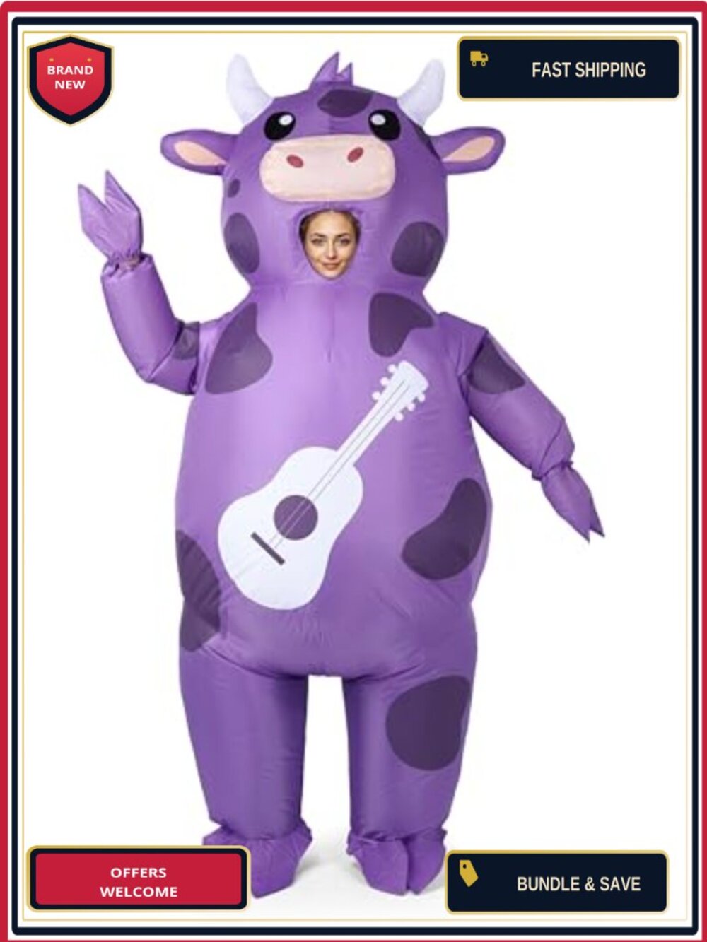 Musical Cow Inflatable Costume Adult Funny Blow Up Suit for Halloween Music